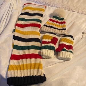 Iconic HBC Striped Scarf, Hat, and Mittens Set